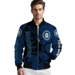 personalized seattle mariners hexagon cluster navy blue black bomber jacket best selling