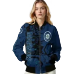 personalized seattle mariners hexagon cluster navy blue black bomber jacket best selling