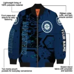 personalized seattle mariners hexagon cluster navy blue black bomber jacket best selling