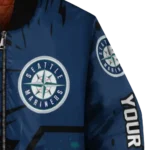 personalized seattle mariners hexagon cluster navy blue black bomber jacket best selling