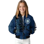 personalized seattle mariners hexagon cluster navy blue black bomber jacket best selling