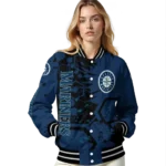 personalized seattle mariners hexagon cluster navy blue black varsity jacket best selling