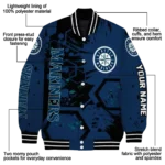 personalized seattle mariners hexagon cluster navy blue black varsity jacket best selling