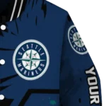 personalized seattle mariners hexagon cluster navy blue black varsity jacket best selling