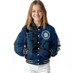 personalized seattle mariners hexagon cluster navy blue black varsity jacket best selling