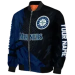 personalized seattle mariners hexagon mesh navy blue black bomber jacket best selling