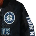 personalized seattle mariners hexagon mesh navy blue black bomber jacket best selling