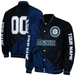 personalized seattle mariners hexagon mesh navy blue black varsity jacket best selling