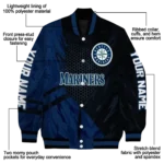 personalized seattle mariners hexagon mesh navy blue black varsity jacket best selling