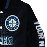 personalized seattle mariners hexagon mesh navy blue black varsity jacket best selling