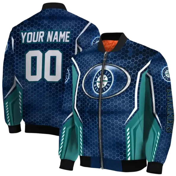 personalized seattle mariners power plate navy blue bomber jacket fashion forward