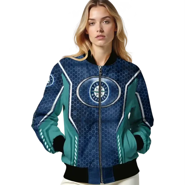 personalized seattle mariners power plate navy blue bomber jacket latest model
