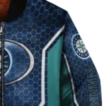 personalized seattle mariners power plate navy blue bomber jacket best selling