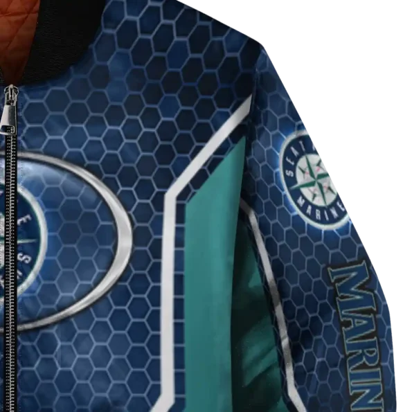 personalized seattle mariners power plate navy blue bomber jacket premium grade