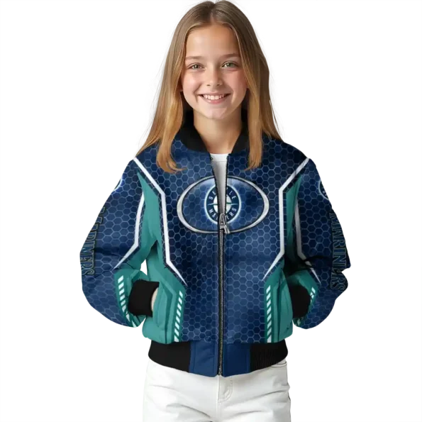 personalized seattle mariners power plate navy blue bomber jacket top rated