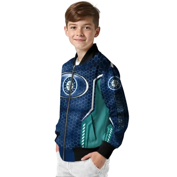 personalized seattle mariners power plate navy blue bomber jacket trendy