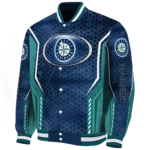 personalized seattle mariners power plate navy blue varsity jacket best selling