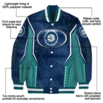 personalized seattle mariners power plate navy blue varsity jacket best selling