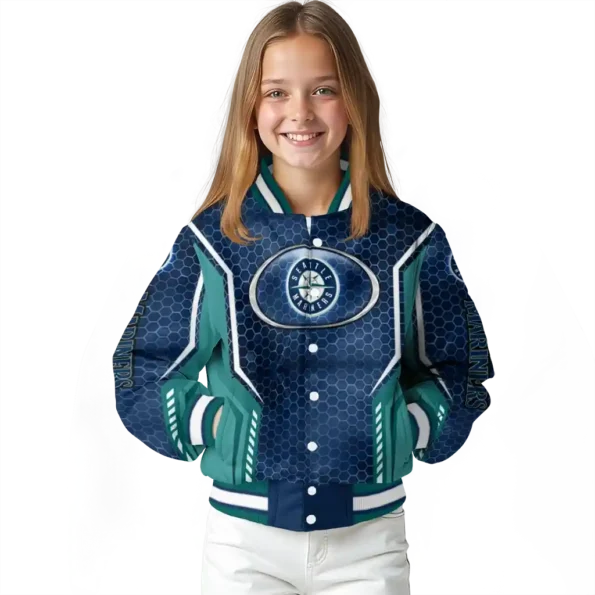 personalized seattle mariners power plate navy blue varsity jacket top rated