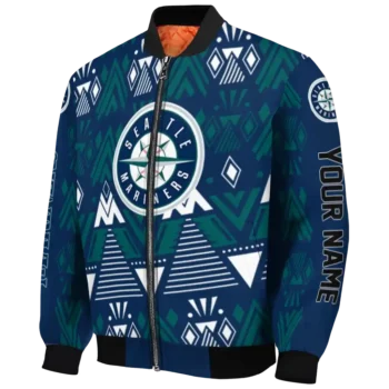 personalized seattle mariners pyramid shapes navy blue bomber jacket best selling