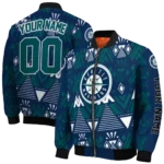 personalized seattle mariners pyramid shapes navy blue bomber jacket best selling