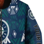 personalized seattle mariners pyramid shapes navy blue bomber jacket best selling