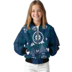 personalized seattle mariners pyramid shapes navy blue bomber jacket best selling