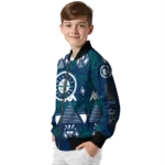 personalized seattle mariners pyramid shapes navy blue bomber jacket best selling