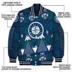 personalized seattle mariners pyramid shapes navy blue varsity jacket best selling