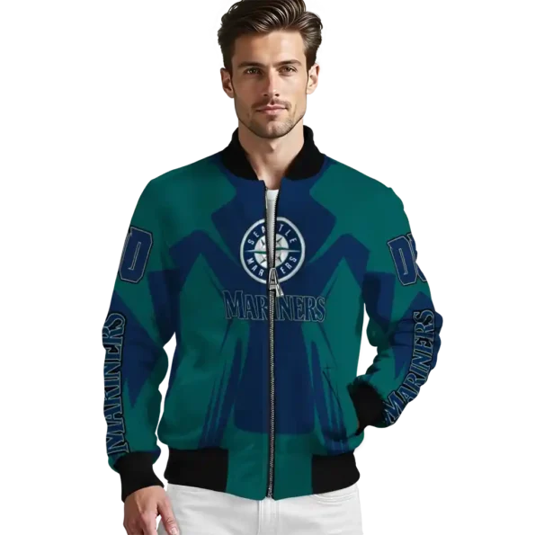 personalized seattle mariners spider mark navy blue teal crocs bomber jacket high quality