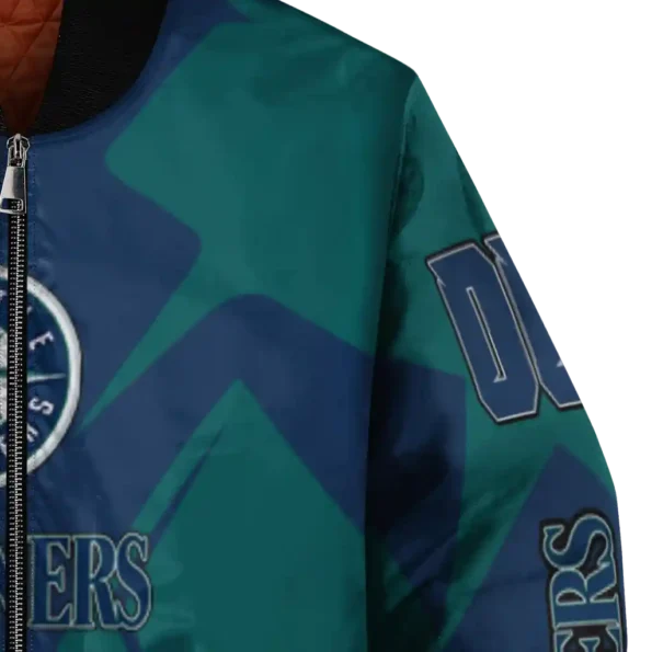 personalized seattle mariners spider mark navy blue teal crocs bomber jacket premium grade