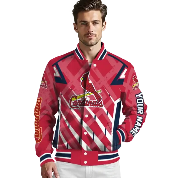 personalized st louis cardinals chevron angles red varsity jacket high quality