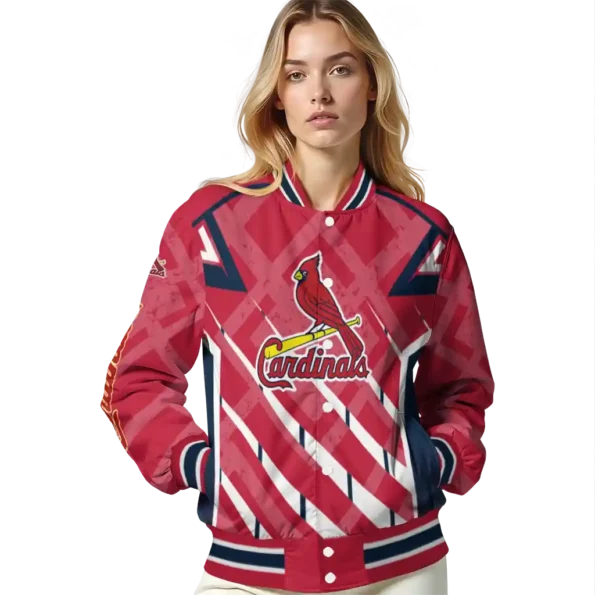 personalized st louis cardinals chevron angles red varsity jacket latest model