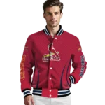 personalized st louis cardinals chevron arrow red varsity jacket best selling