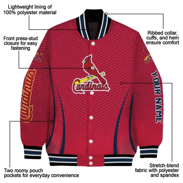 personalized st louis cardinals chevron arrow red varsity jacket new arrival