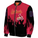 personalized st louis cardinals flame border red black bomber jacket best selling