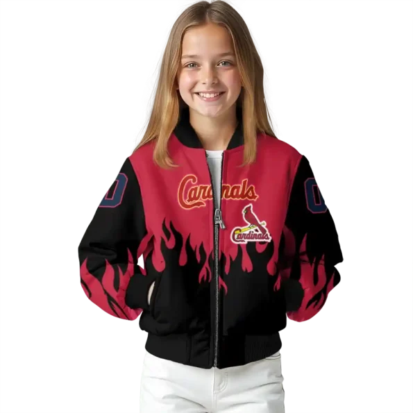 personalized st louis cardinals flame border red black bomber jacket top rated