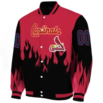 personalized st louis cardinals flame border red black varsity jacket best selling
