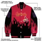 personalized st louis cardinals flame border red black varsity jacket best selling