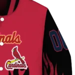 personalized st louis cardinals flame border red black varsity jacket best selling