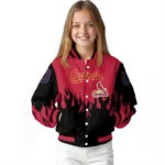 personalized st louis cardinals flame border red black varsity jacket best selling