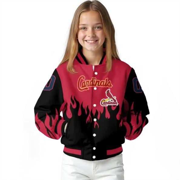 personalized st louis cardinals flame border red black varsity jacket top rated