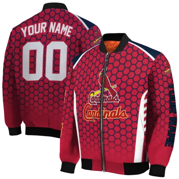 personalized st louis cardinals hexagon grid red bomber jacket fashion forward