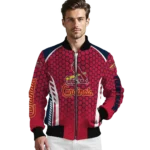 personalized st louis cardinals hexagon grid red bomber jacket best selling