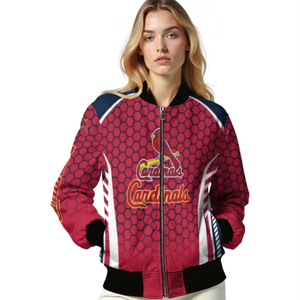 personalized st louis cardinals hexagon grid red bomber jacket latest model