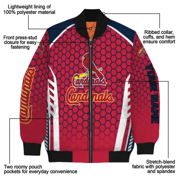 personalized st louis cardinals hexagon grid red bomber jacket new arrival