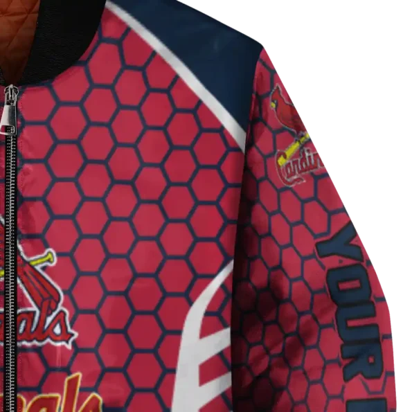 personalized st louis cardinals hexagon grid red bomber jacket premium grade