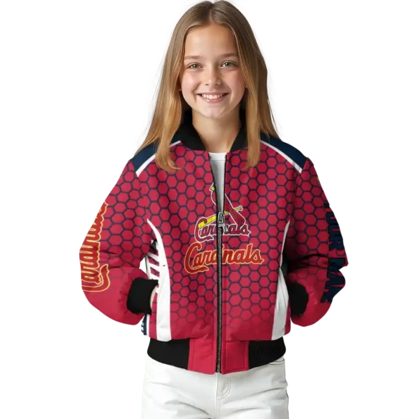personalized st louis cardinals hexagon grid red bomber jacket top rated