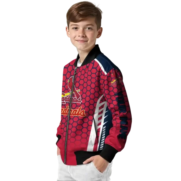 personalized st louis cardinals hexagon grid red bomber jacket trendy