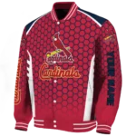 personalized st louis cardinals hexagon grid red varsity jacket best selling